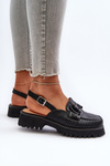 Women's Flat Heel Sandals with Decoration Black D&A MR38-656