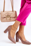 Suede Pumps On A Fashionable Heel Beige Estellia