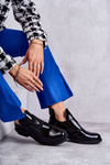 Laquered boots with cutouts on a flat heel Black Eunice
