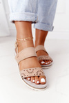 Suede Sandals With Cubic Zirconia Beige Cora