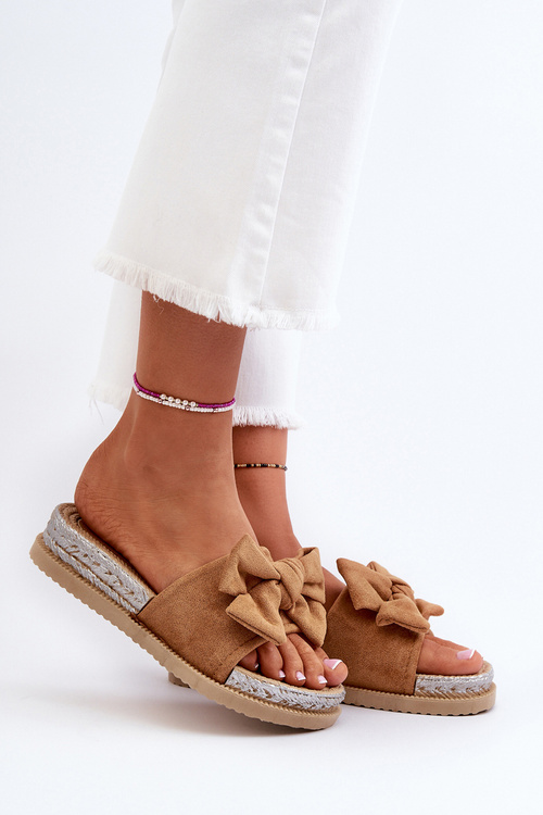 Women's Platform Sandals with Bow Camel Aflia