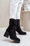 Women's Insulated Heeled Ankle Boots Eco Suede Black Vellinga
