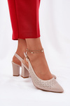 Cutout Sandals With Pointed Toes On A Heel Beige Sergio Leone SK163