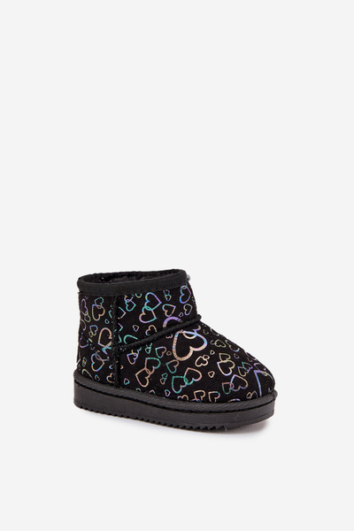Kids Snow Boots With Hearts Black Calivine