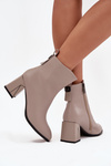 Insulated heeled ankle boots made of genuine leather Vinceza 66812 Grey