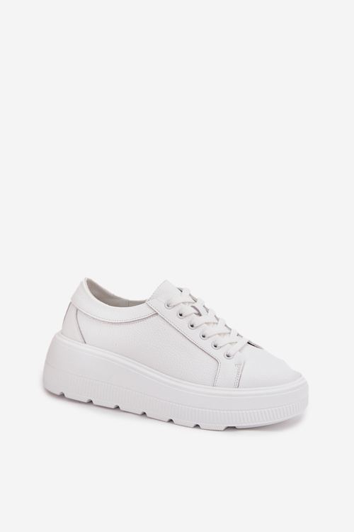 Leather Sneakers On Chunky Platform White Sylvessa