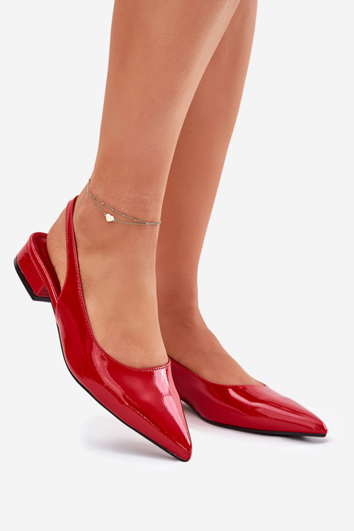 Lacquered Ballerinas On Low Heel Red Testori