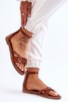 Women's Zipper Flat Flip Flops Brown Rise Up!