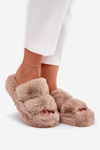 Womens Fur Slippers On Platform Khaki Talfedi