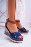 Women's Platform Sandals Jeans Navy Blue DoThis!