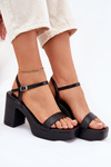 Eco Leather Heeled Sandals Black Lillita