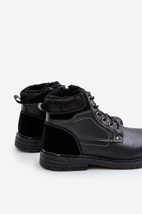 Insulated men's boots made of eco leather black Venredia