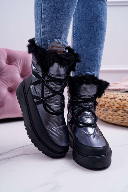 Women's Fleece-lined Snow Boots Silver Calma