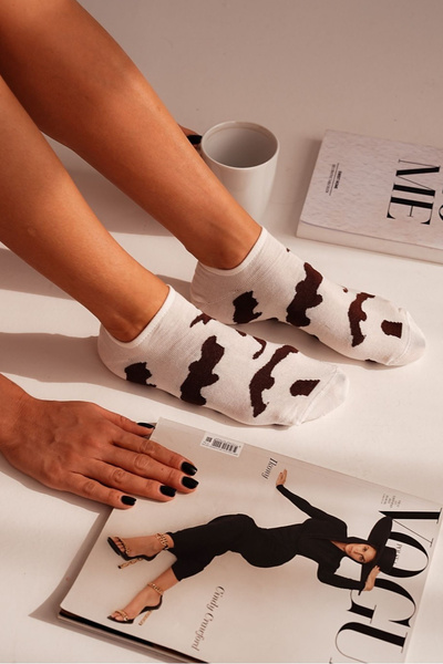 Damskie Skarpetki Stopki Łaty Ecru