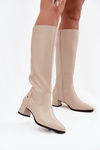 Leather Insulated Women's Boots On Heel Maciejka A7165-04 Beige