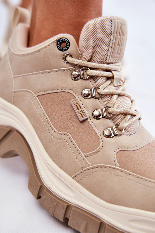 Buty Trekkingowe Trapery Damskie Memory Foam Beżowe Big Star KK274363