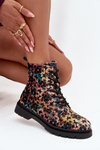 Women's insulated boots with floral design Artiker 57C1050 multicolor