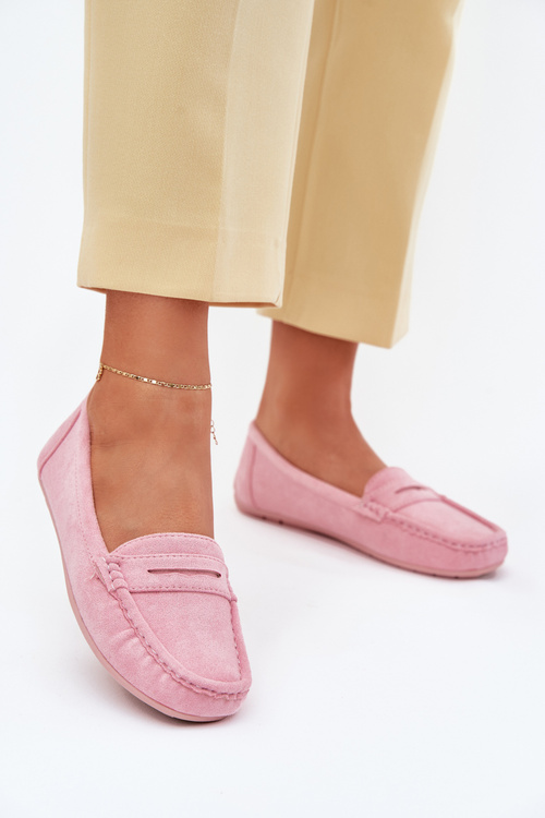 Women's Suede Moccasins Light Pink Lenvie