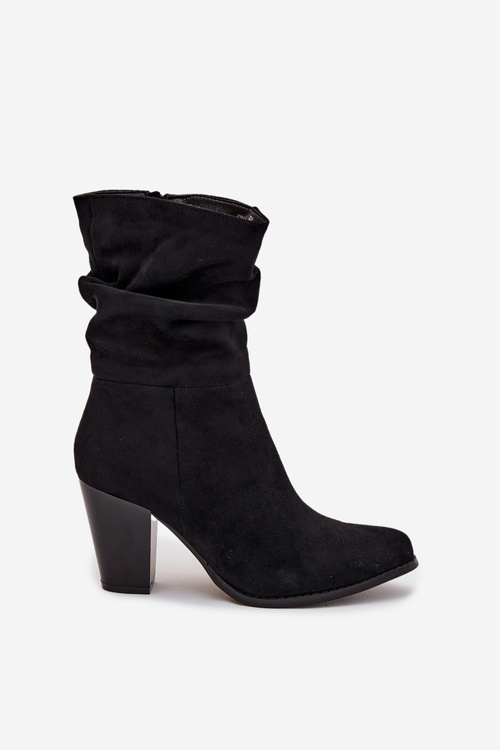 Women's Block Heel Ankle Boots with Ruching Black Jovessa
