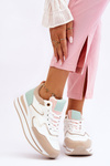 Fashionable Leather Sports Shoes White and Beige Roen