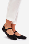 Ballet Flats With Strap Eco Suede Black Arrivara