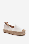 Women's White Lace-Up Platform Espadrilles with Braiding Tailesse
