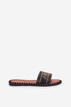 Ladies Flat Heeled Slippers With Decoration Black Dorfedi