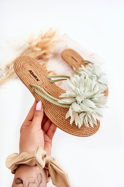 Women's Flip-flops With Fabric Ornament Green Eviana