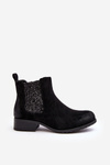 Women's Ankle Boots on Flat Heel Black Sauamia
