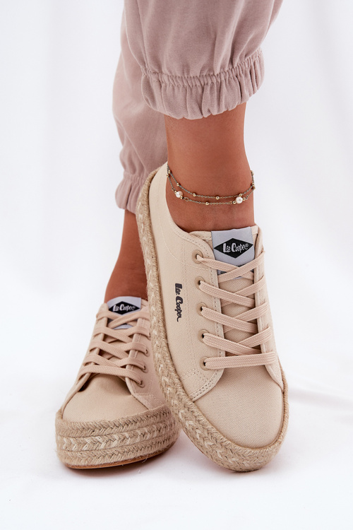 Women's Sneakers With Braiding Lee Cooper LCW-25-44-3215 Beige