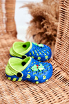 Children's Foam Slides Navy Blue-Green Crocodile 