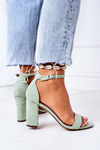 Suede High Heel Sandals Green Florence