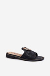 Elegant Shiny Women's Slippers with Ornament S.Barski KV27-032 Black