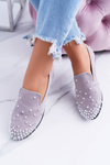 Ballerinas Women's Lu Boo Grey Suede Lords with Studs Odessa