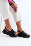 Women's Leather Platform Sandals D&A SJ2301-2 Black