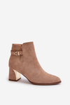 Women's Ankle Boots with Heel Zipper Closure Eco Suede Dark Beige Bonucci