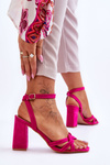 Classic Suede Heel Sandals Fuchsia Bernett