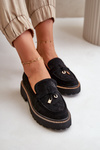 Ladies Eco Suede Moccasins With Decoration Black Verindalle