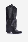 Slip-on boots with folded shaft on heel black Rialivia