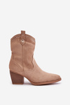 Cowboy Ankle Boots With Eco Suede Beige Narinae