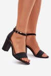 Women's Heeled Sandals with Woven Strap Black Asdine