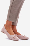 Mesh ballet flats with bow pink Bianila