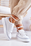 Buty Sportowe Platforma Wiązane Biało-Niebieskie Louisa