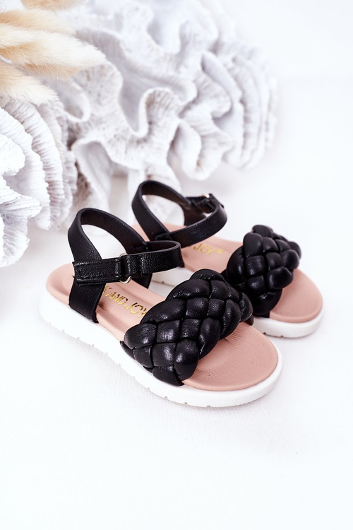 Children's Braided Sandals Black Adella