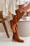 Women's Low Heel Cutout Boots in Faux Suede with Zip Closure Camel Orchides