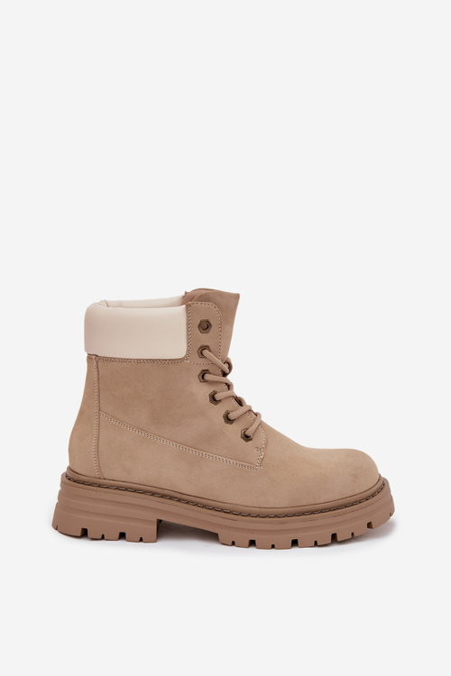Women's Lace-up Boots Beige Norena