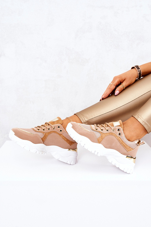 Buty Sportowe Sneakersy Na Masywnej Podeszwie Brązowe Sallie