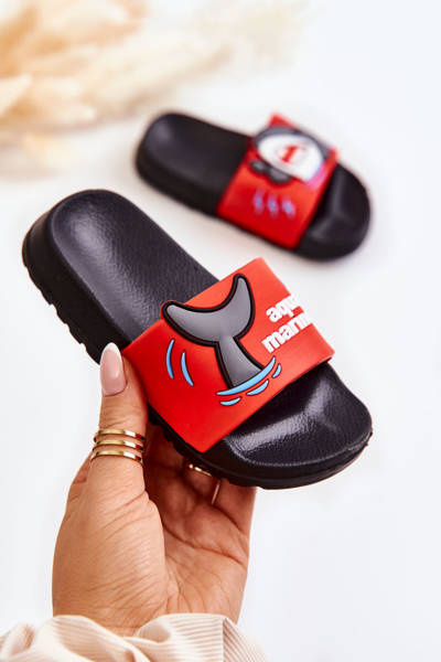 Light Children's Slippers Red and Black Sharky
