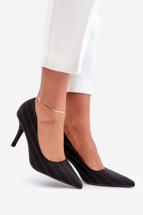 Fabric Women's Heels In Stripes Black Tifidra