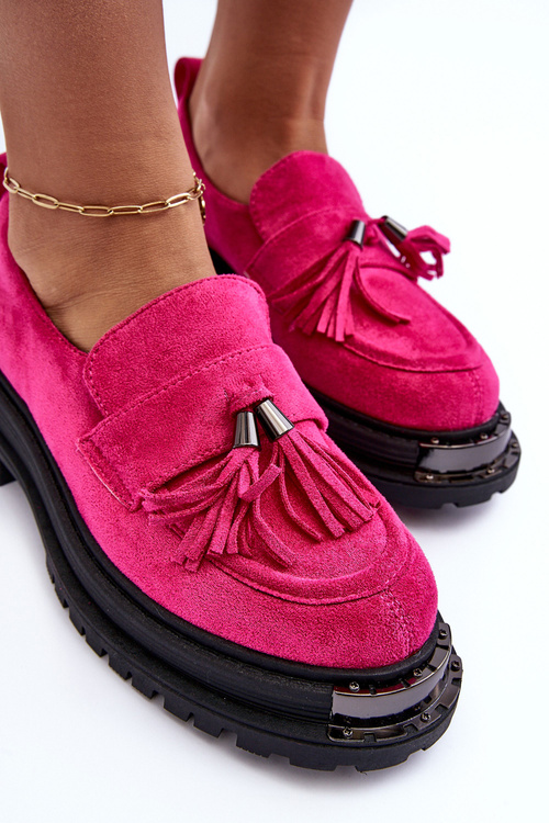 Półbuty Mokasyny Damskie Zamsz Fuksja Ramvli NC1322